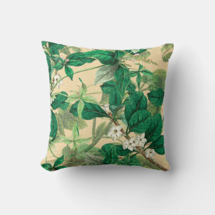 Mini-witte bloemen met bladpatroon kussen
