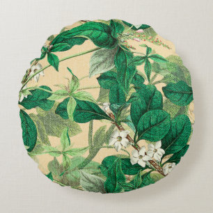 Mini-witte bloemen met bladpatroon rond kussen