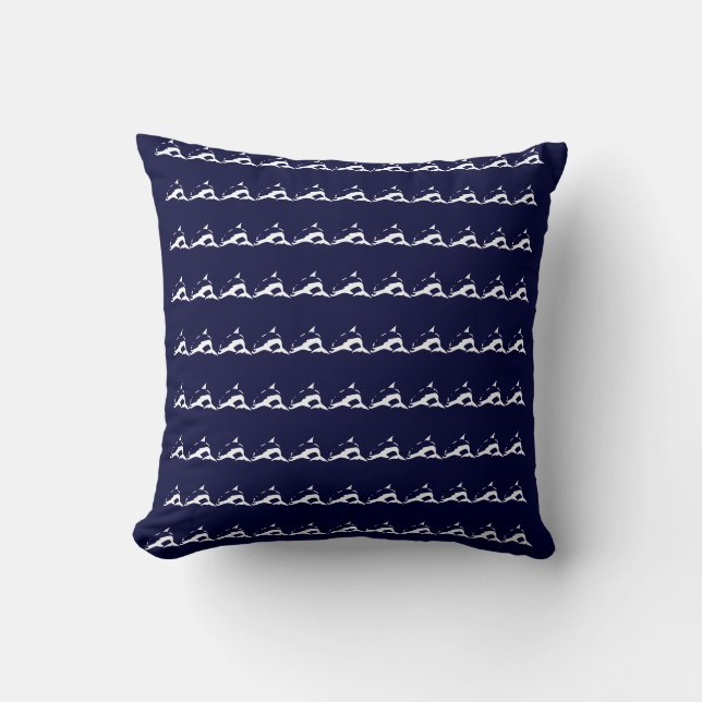 mini-witte DOLPHIN over marineblauwe kussen (Voorkant)