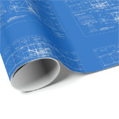 Mini Wright Bros. "Flyer" blauwdruk Patroon 1903 Cadeaupapier (Rol Hoek)