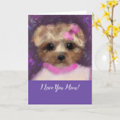 MINI YORKIE POO KAART (Gele Bloem)