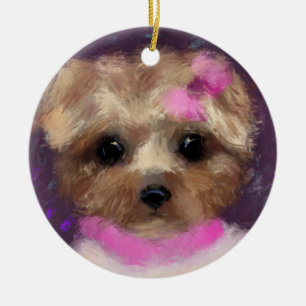 MINI YORKIE POO   KERAMISCH ORNAMENT