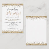 MINI Ze zei Ja Gouden Glitter Uitnodiging Trouwfee (Voorkant / Achterkant)