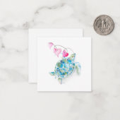 Mini Zee Schildpad Valentijnsdag Kaarten Notitiekaartje (Voorkant / Achterkant in situ)