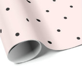 Mini Zwart & Blush Roze Stippen Patroon Bruiloft Cadeaupapier (Rol Hoek)