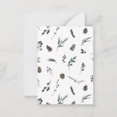 Mini Zwart Monogram Winter Krans Vrolijk Kerstfees Notitiekaartje (Achterkant)