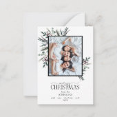 Mini Zwart Winter Botanische Foto Vrolijk Kerstfee Notitiekaartje (Voorkant)