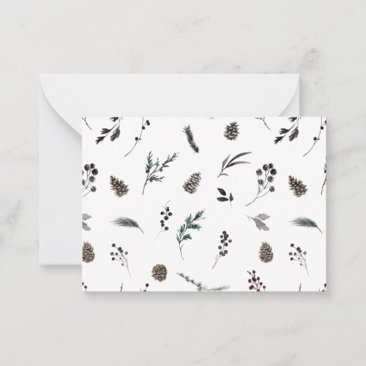 Mini Zwart Winter Krans Vrolijk Kerstfeest Foto Notitiekaartje (Achterkant)