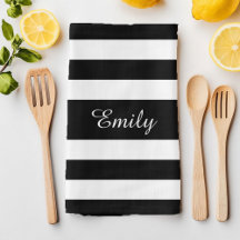 Minialist Black & White Stripes Pattern Name Print