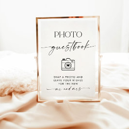 Minialist Wedding Photo Guestbook Sign. Invitati Kaart