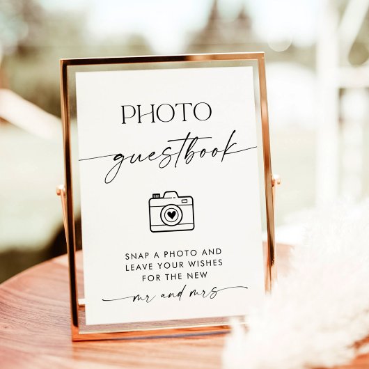 Minialist Wedding Photo Guestbook Sign. Invitati Kaart