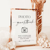 Minialist Wedding Photo Guestbook Sign. Invitati Kaart