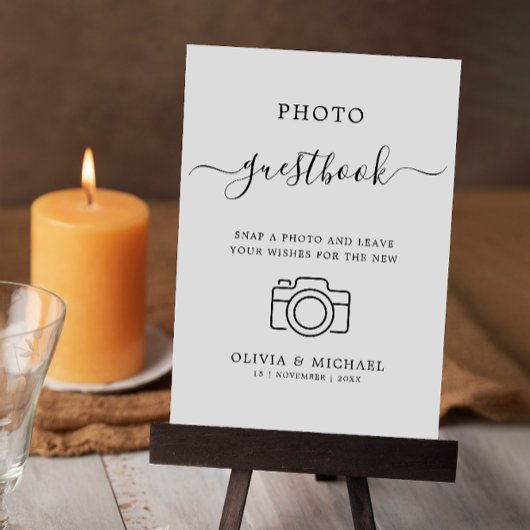 Minialist Wedding Photo Guestbook Sign Kaart