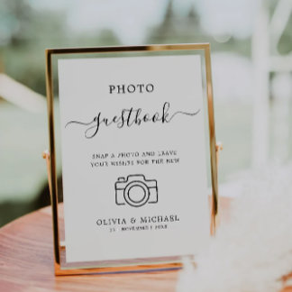 Minialist Wedding Photo Guestbook Sign Kaart