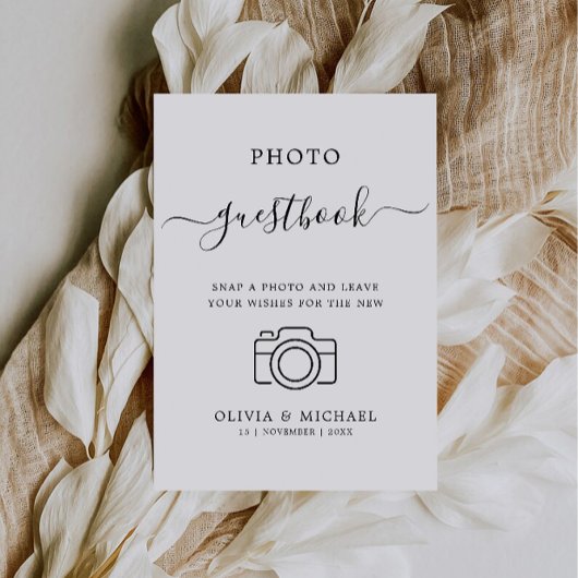 Minialist Wedding Photo Guestbook Sign Kaart