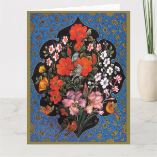 Miniatura del arte persa con escudo de flores y av kaart