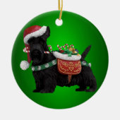 Miniature Black Schnauzer Dog-kerstversiering Keramisch Ornament (Voorkant)