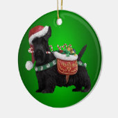 Miniature Black Schnauzer Dog-kerstversiering Keramisch Ornament (Links)
