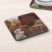 Miniature Brown horse & Easter Bunny Drankjes Onderzetter (Linkerzijde)