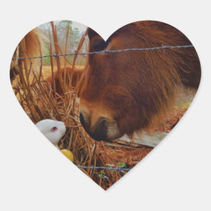 Miniature Brown horse & Easter Bunny Hart Sticker