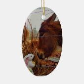 Miniature Brown horse & Easter Bunny Keramisch Ornament (Rechts)