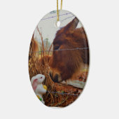 Miniature Brown horse & Easter Bunny Keramisch Ornament (Links)