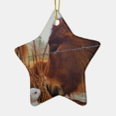 Miniature Brown horse & Easter Bunny Keramisch Ornament (Links)