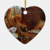 Miniature Brown horse & Easter Bunny Keramisch Ornament (Voorkant)