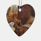 Miniature Brown horse & Easter Bunny Keramisch Ornament (Links)