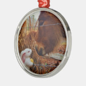 Miniature Brown horse & Easter Bunny Metalen Ornament (Links)