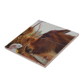 Miniature Brown horse & Easter Bunny Tegeltje (Zijkant)