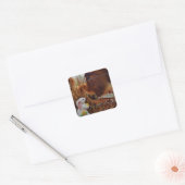 Miniature Brown horse & Easter Bunny Vierkante Sticker (Envelop)