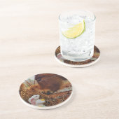 Miniature Brown horse & Easter Bunny Zandsteen Onderzetter (Zijkant)