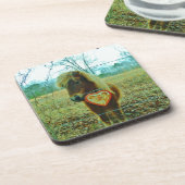 Miniature Brown horse Valentijn Heart Bier Onderzetter (Linkerzijde)