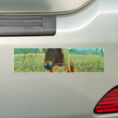 Miniature Brown horse Valentijn Heart Bumpersticker (Op auto)