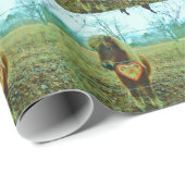 Miniature Brown horse Valentijn Heart Cadeaupapier (Rol Hoek)