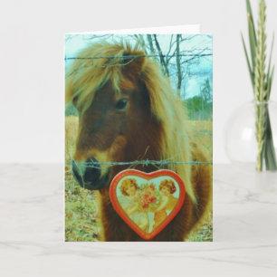 Miniature Brown horse Valentijn Heart Feestdagen Kaart