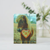 Miniature Brown horse Valentijn Heart Feestdagenkaart (Staand voorkant)