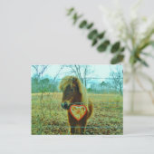 Miniature Brown horse Valentijn Heart Feestdagenkaart (Staand voorkant)