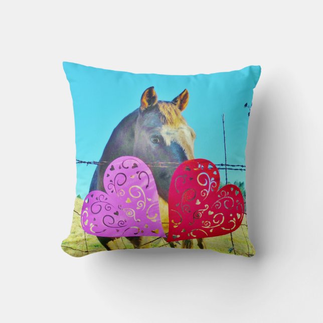 Miniature Brown horse Valentijn Heart Kussen (Voorkant)