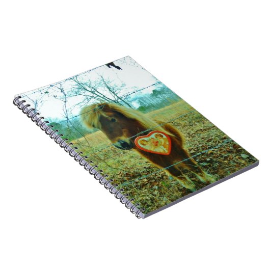 Miniature Brown horse Valentijn Heart Notitieboek (Rechterzijde)