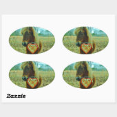 Miniature Brown horse Valentijn Heart Ovale Sticker (Vel)