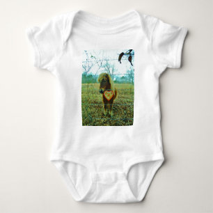 Miniature Brown horse Valentijn Heart Romper