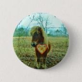 Miniature Brown horse Valentijn Heart Ronde Button 5,7 Cm (Voorkant)