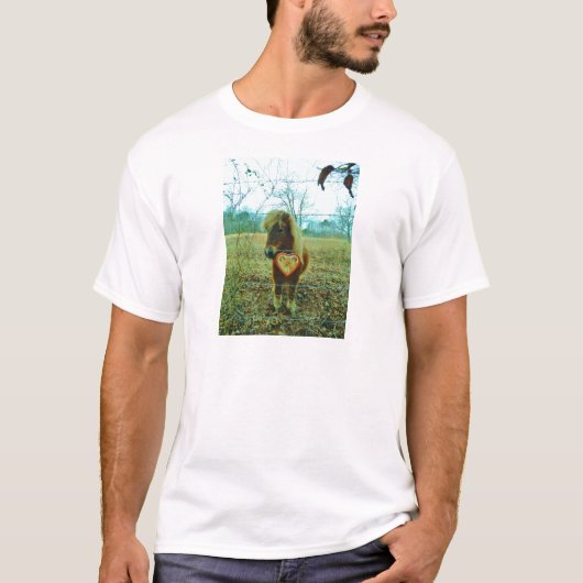 Miniature Brown horse Valentijn Heart T-shirt (Voorkant)