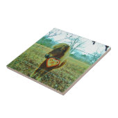 Miniature Brown horse Valentijn Heart Tegeltje (Zijkant)