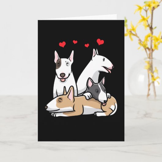 Miniature Bull Terrier Dog Kaart (Gele Bloem)