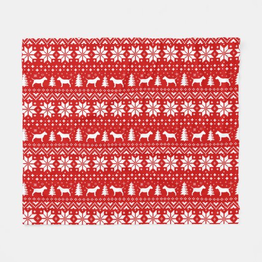 Miniature Bull Terrier Dog Silhouettes Kerstmis Fleece Deken (Voorkant (Horizontaal))