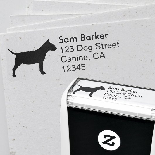 Miniature Bull Terrier Silhouette Return-adres Zelfinktende Stempel