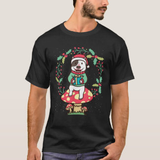 Miniature Bullterrier Dog On Mushroom Christmas Wr T-shirt